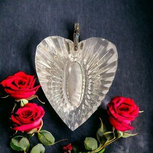 Vtg Heart Shaped SilverTone Pendant Clear Cut Crystal 1.7" x 1.5" Christmas Dpd2